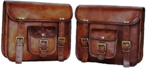 1 Pair Motorbike Saddle Bags Leather Rear Seat Saddle Bag Travel Tool Tail Luggage Black (2 Bags Bags)