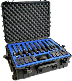 10 Pistol 20 Magazine Hard Case, DORO Wheeled Gun Case with MyCaseBuilder Custom Foam Insert - Waterproof, Heavy Duty - Tactical Gun/Firearm and Ammunition Holder, 21 x 15.87 x 7.25 Inch, Black