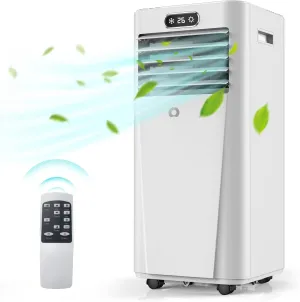 10000 BTU Portable Air Conditioner Cool up to 450 sq. ft. 3-in-1 AC unit. Includes Remote Control and Windows kits, Smart/Sleep Mode,3 Speed, 24H Timer for Bedroom, Office, Dorm.