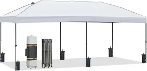 10x20 Outdoor Canopy Tent, Pop Up Canopy with Sidewalls, Heavy Duty Canopy Event Wedding Tent for Parties with Wheeled Bag (White//1)