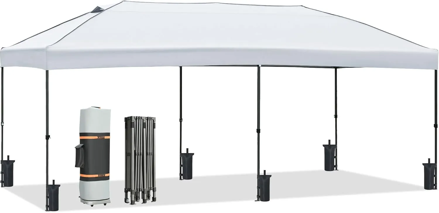 10x20 Outdoor Canopy Tent, Pop Up Canopy with Sidewalls, Heavy Duty Canopy Event Wedding Tent for Parties with Wheeled Bag (White//1)