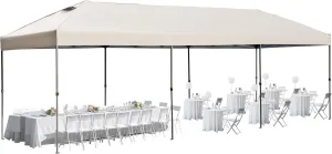 10x30 FT Pop Up Canopy with Sidewalls, Heavy Duty Outdoor Party Tent with Wheeled Bag, for Patio, Wedding, Backyard (Khaki)