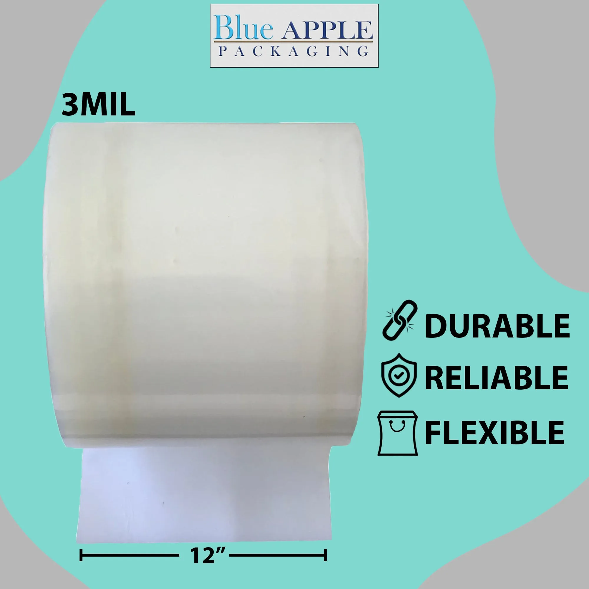 12 inch x 1450ft Poly Tubing Roll 3 Mil LDPE Low Density