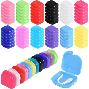 120 PCS Dental Retainer Cases, Dental Reiner Travel Organizer with Holes, Portable Denture False Teeth Container with Flip-Top Buckle