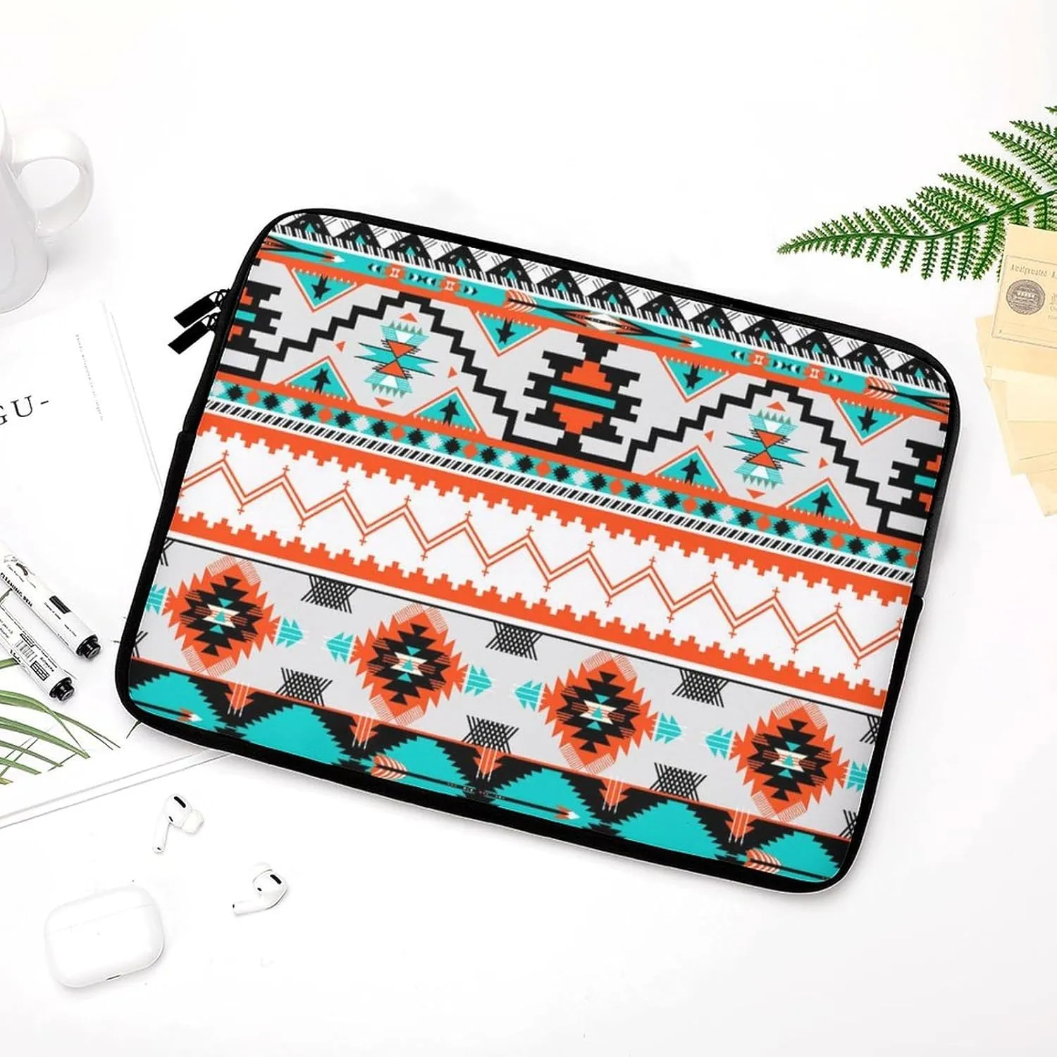 13 Inch Slim Laptop Sleeves Indiana Western Southwest Tribal Ethnic Aztec Geometric for Women Men, Resistant Neoprene Travel Carrying Laptop Case Sleeve, Durable Tablet Briefcase Carrying Bag