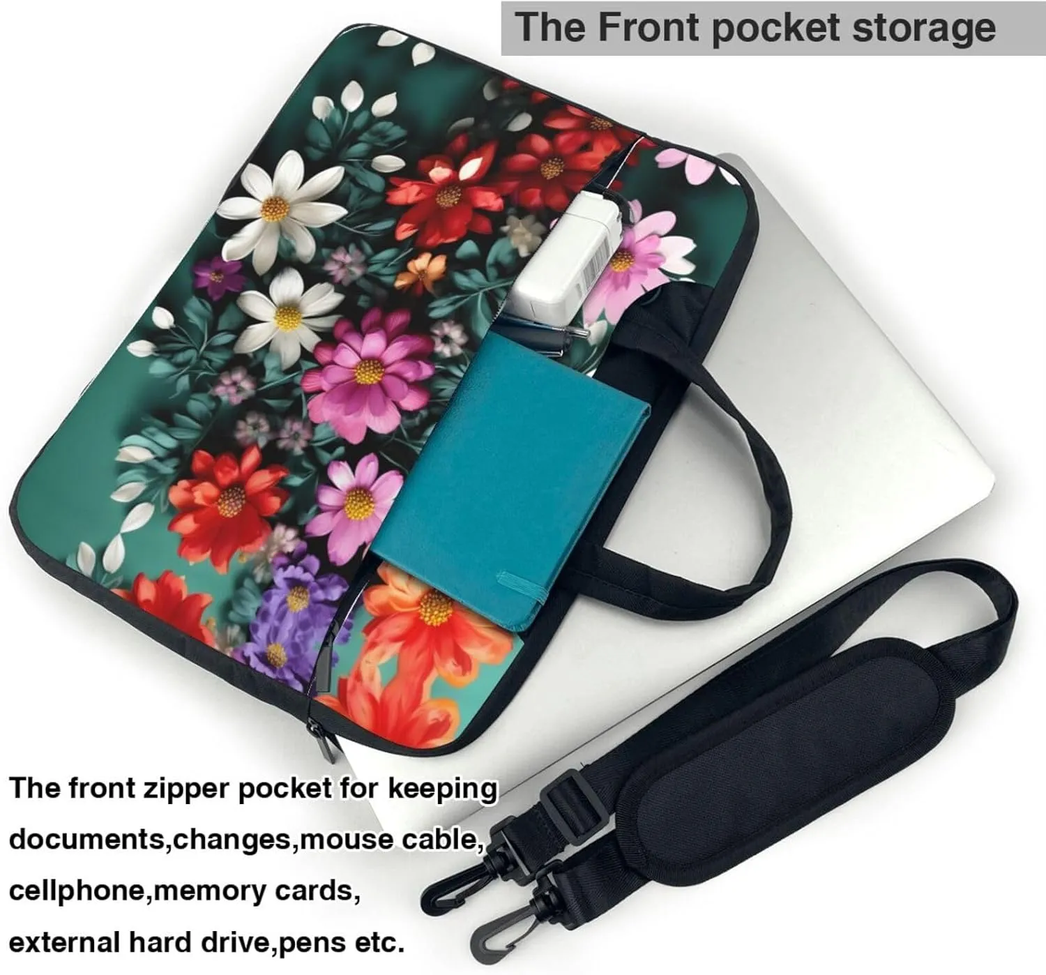 15.6 Inch Laptop Bag - Case with Soft Interior, Multiple Pockets - Ideal, Travel and Business Sugar and Skulls Style