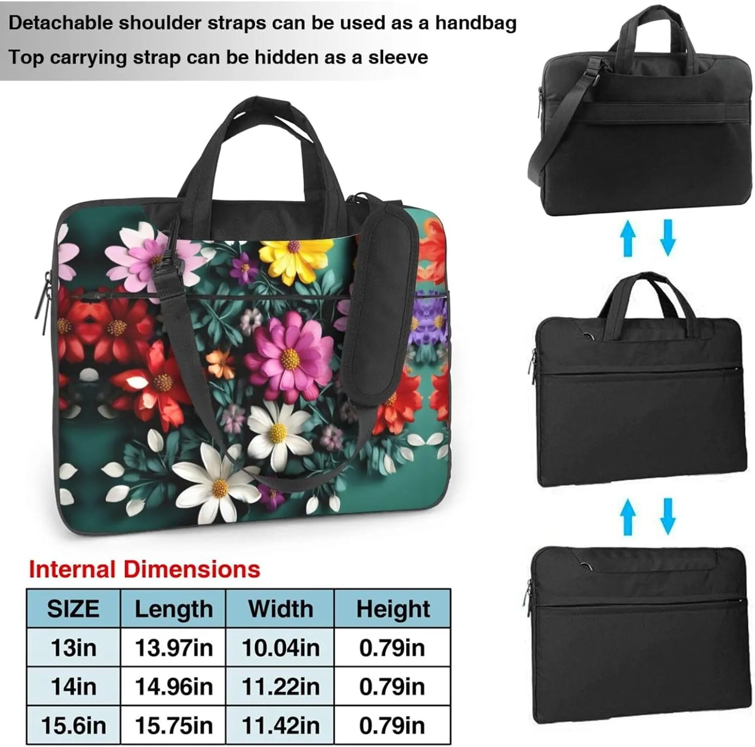 15.6 Inch Laptop Bag - Case with Soft Interior, Multiple Pockets - Ideal, Travel and Business Sugar and Skulls Style