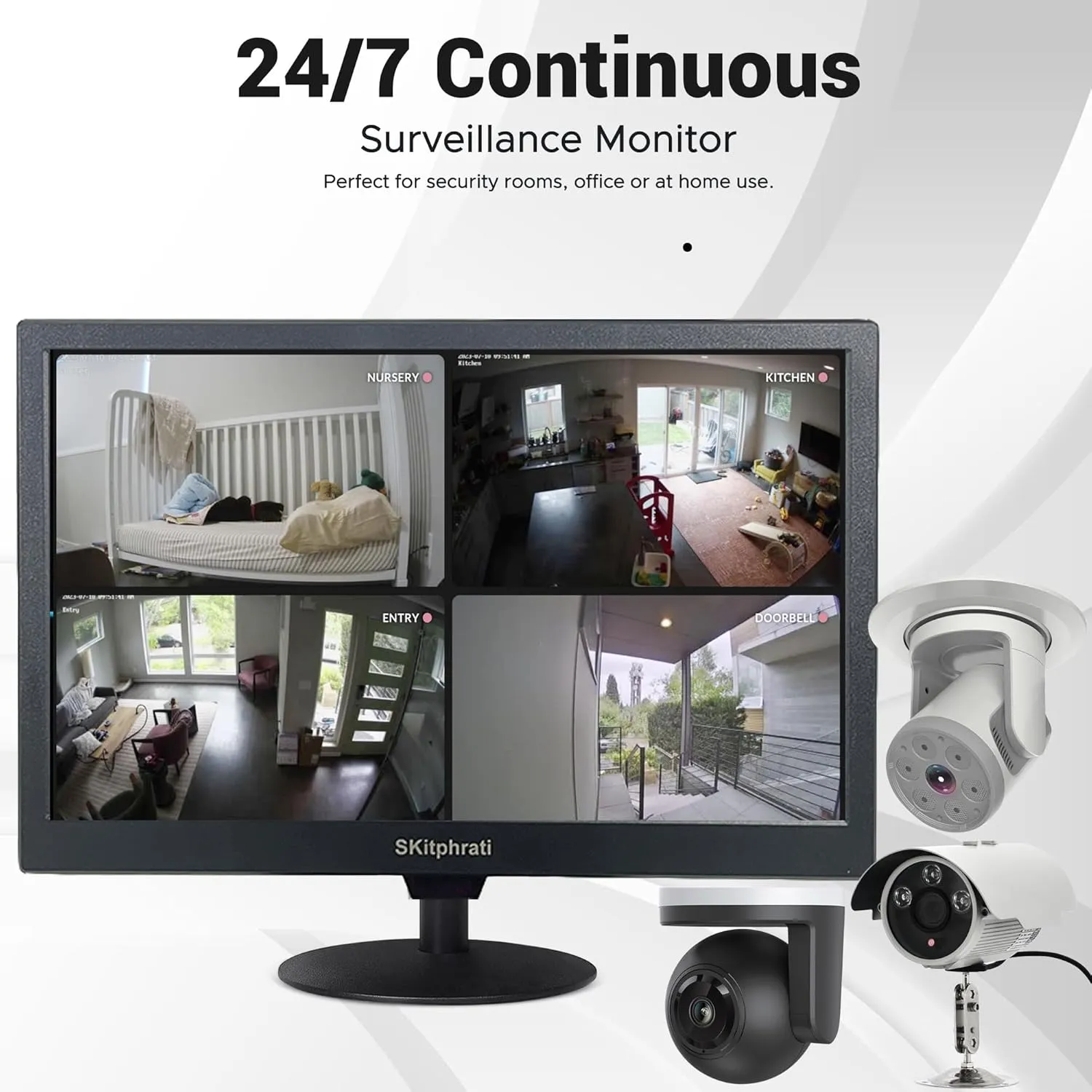 15.6 Inch Small Computer PC Monitor, 1366x768 Video Screen With HDMI VGA BNC Ports, VESA Mounting, NVR/DVR for Home Office, Built-in Speakers