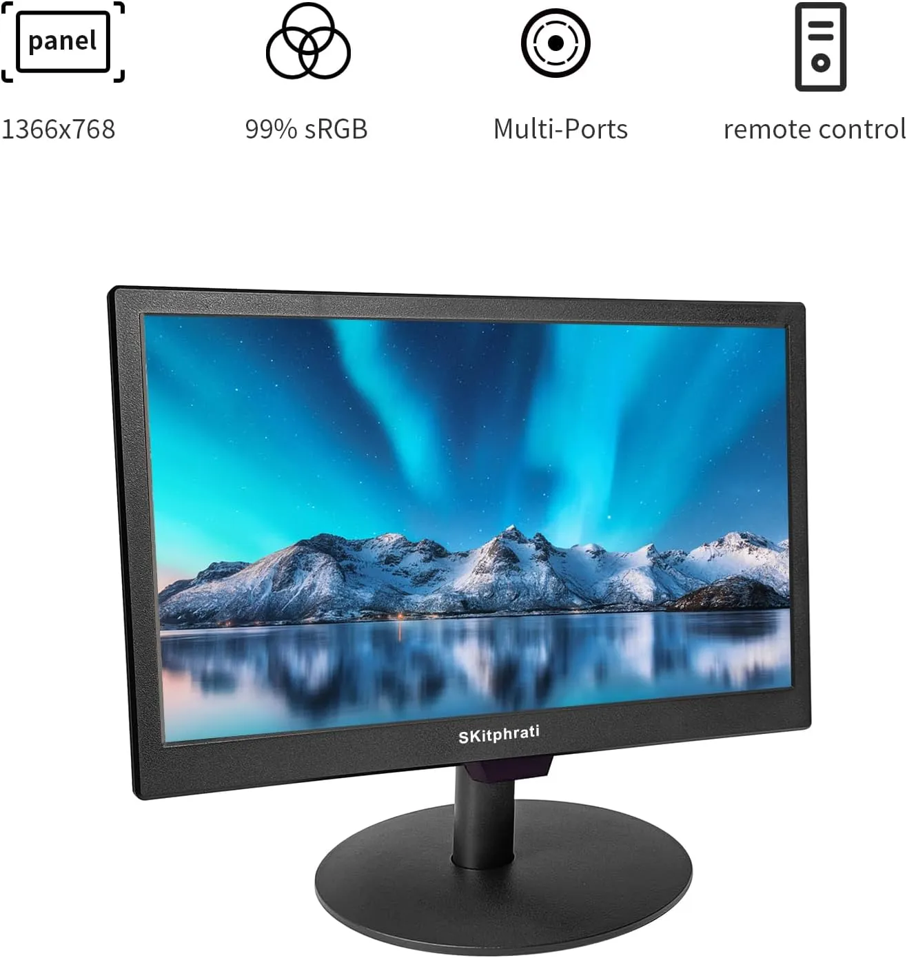 15.6 Inch Small Computer PC Monitor, 1366x768 Video Screen With HDMI VGA BNC Ports, VESA Mounting, NVR/DVR for Home Office, Built-in Speakers