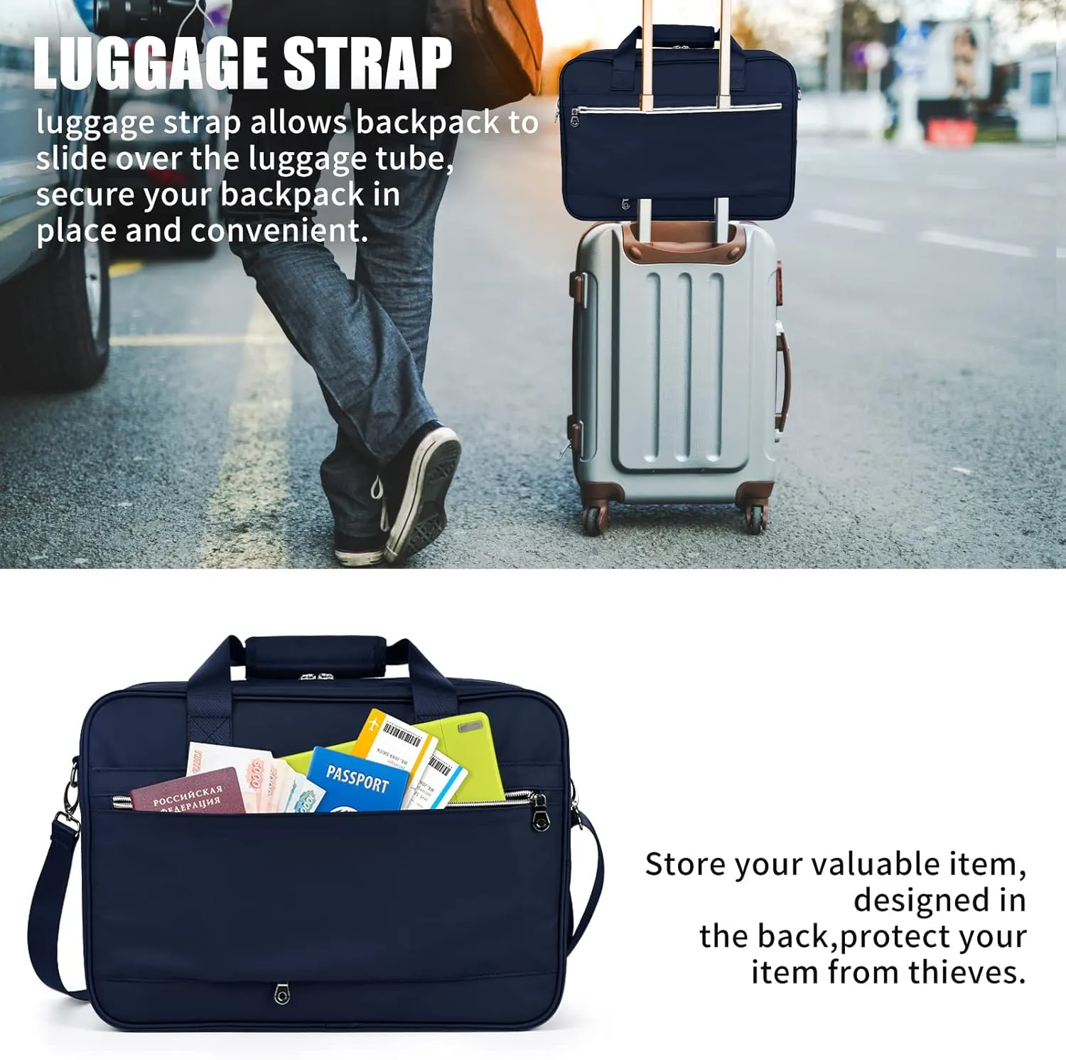 17 Inch Laptop Bag, Expandable Computer Briefcase Water Resistant Shoulder Messenger Bag for Men/Women/Travel/Business/Work/College