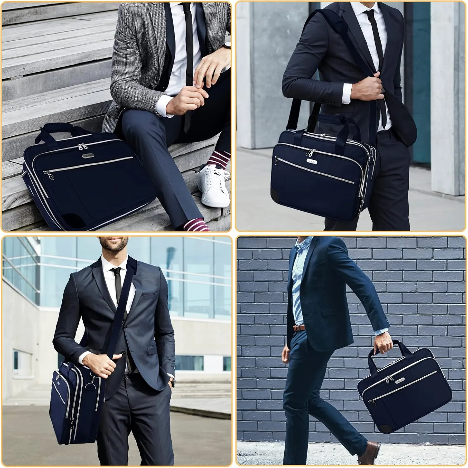 17 Inch Laptop Bag, Expandable Computer Briefcase Water Resistant Shoulder Messenger Bag for Men/Women/Travel/Business/Work/College