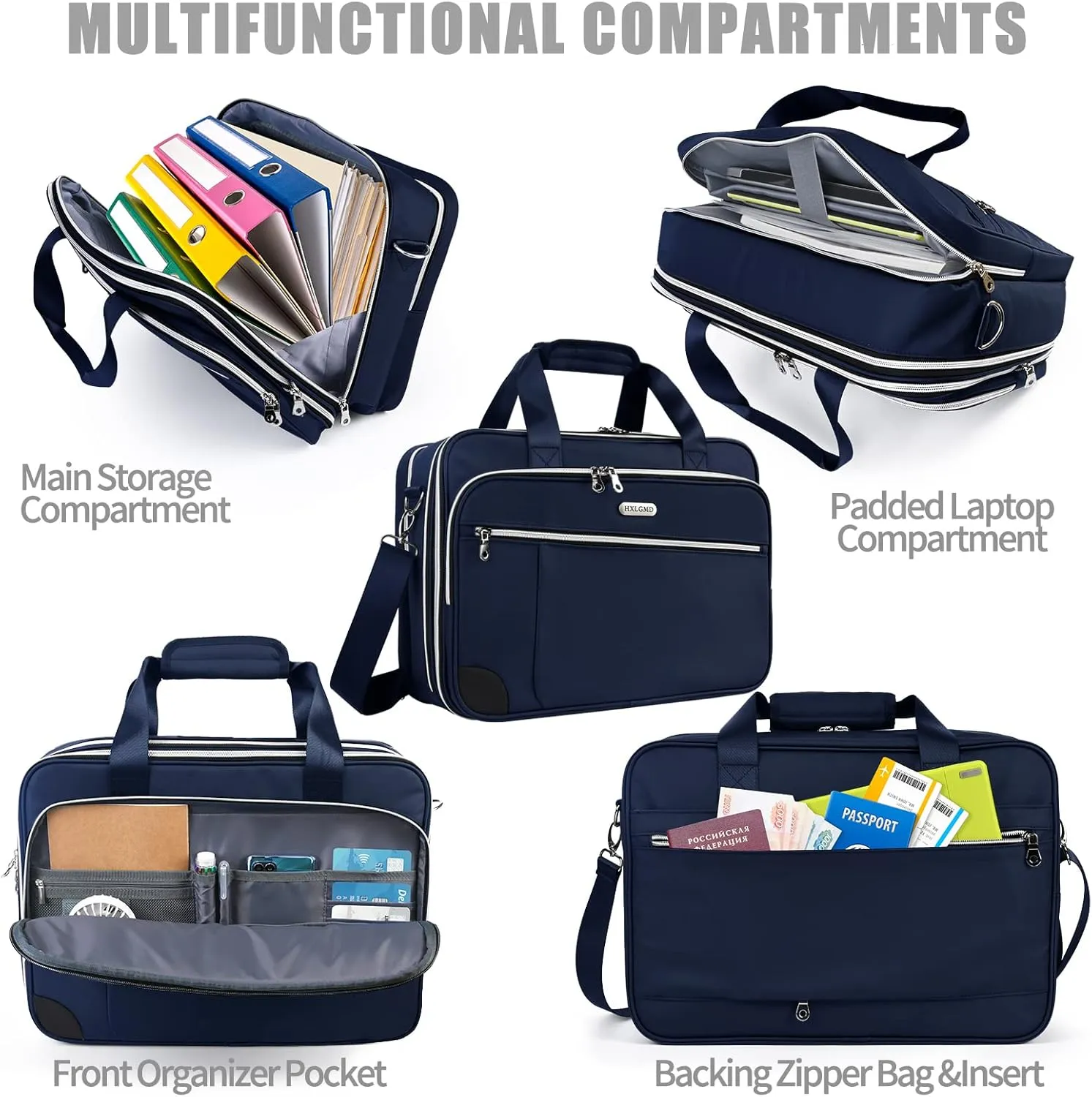 17 Inch Laptop Bag, Expandable Computer Briefcase Water Resistant Shoulder Messenger Bag for Men/Women/Travel/Business/Work/College