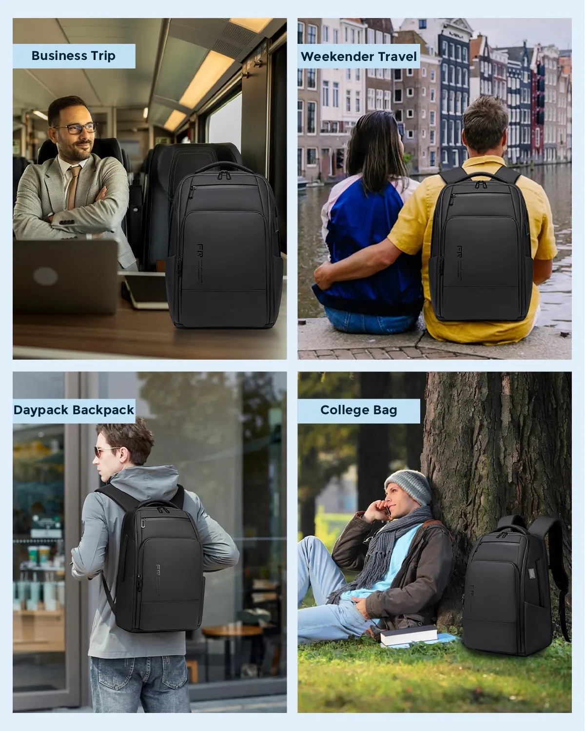 17 Inch Travel Laptop Backpack, Water Resistant Expandable Men's Computer Backpack for Men, Black Laptop Bag with USB Port for Business/Work/College