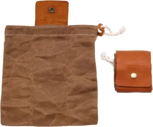 1844 Helko Werk Germany Forager Pouch - Bushcraft & Wilderness Survival Harvesting - Leather & Waxed Canvas - Tan - 8.5" x 9"