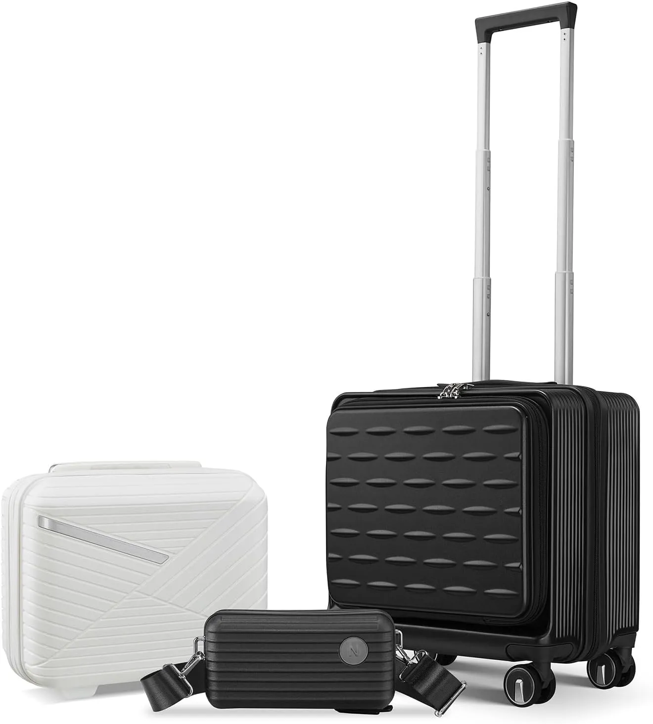18" Carry On Luggage with Front Open Door &Laptop Interlayer, Hard Shell Suitcase with TSA Luggage Lock, Hardside Lightweight PC Travel Suitcase for Women Men with Spinner Wheels,Black
