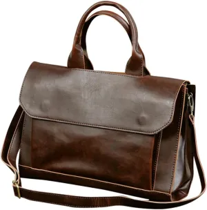 1Pc Business Crossbody Bag Fashion Portfolio Handbag Versatile Leather Briefcase for Travel Stylish Design with Comfortable Double Handle Organized Internal Space