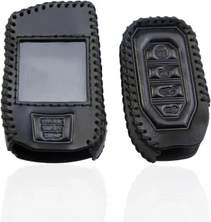 2 Pcs Leather Case Key Fob Fit for Compustar Prime Q9 RF-2WQ9-FM G15 RF-P1WG15-FM Remote Cover