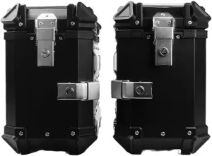 2 Pcs Side Case for Motorcycle, 38L Capacity Tail Bag, Waterproof Aluminum Motorcycle Saddle Bags, Black/Silver (Color : Black, Size : 38L), ODWWDDCBE-BLACK-38L