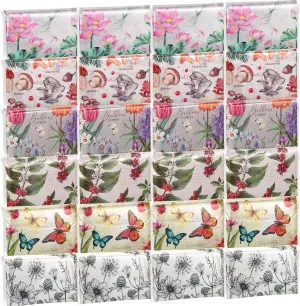 24 Packs Travel Size Tissue Pocket Slim Pack Facial 3 Ply Wallet Size Pocket Tissues for Travel Wedding Party Favors, 6 Styles(Vintage Floral)