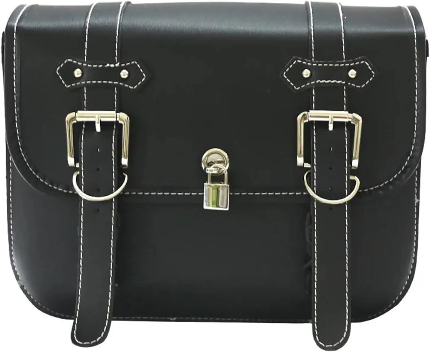 2X Motorcycle Saddlebag Leather Motorcycle Saddle Bags for Yam&aha Vstar 950 2014(Black B)