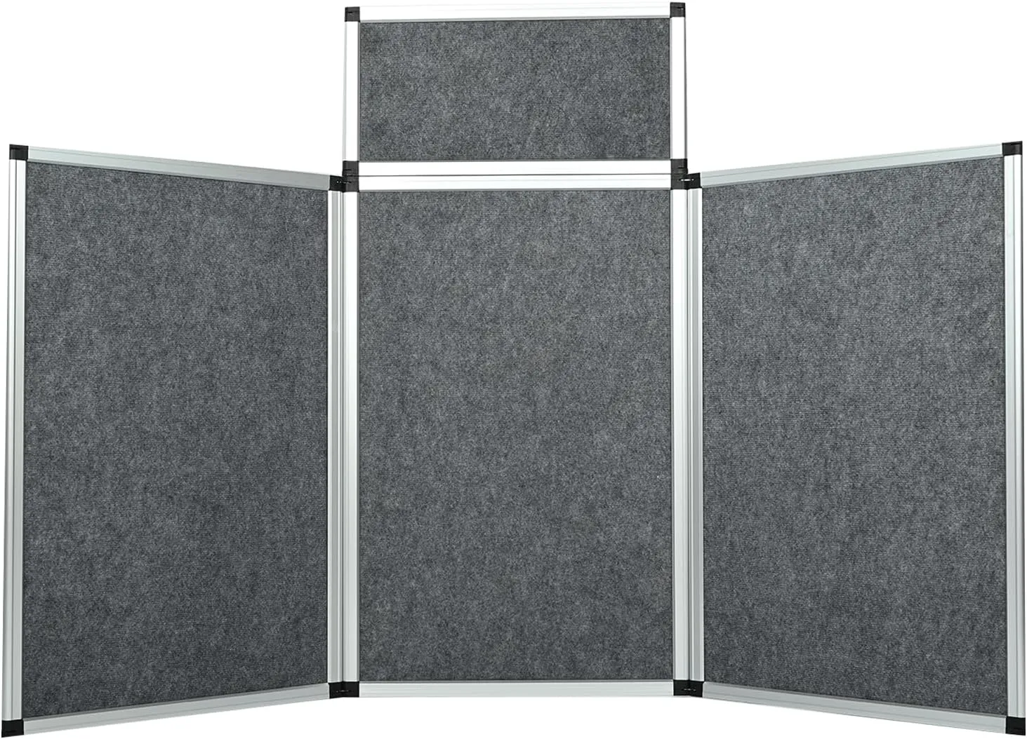 3 1 Panel Trade Show Presentation Board 70.8“ x 35.4” Folding Panel Table Top Display Tri Fold Display Board Black Single Sided Tabletop Display 4 Panels (Grey)