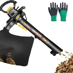 3800W Garden Leaf Blower & Wheeled Vacuum Shredder, 3-in-1 with 40L Collection Bag, 6-Speed Adjustable, 350 km/h Wind Speed, Strong Suction for Yard Cleaning(30 Meters Wire)