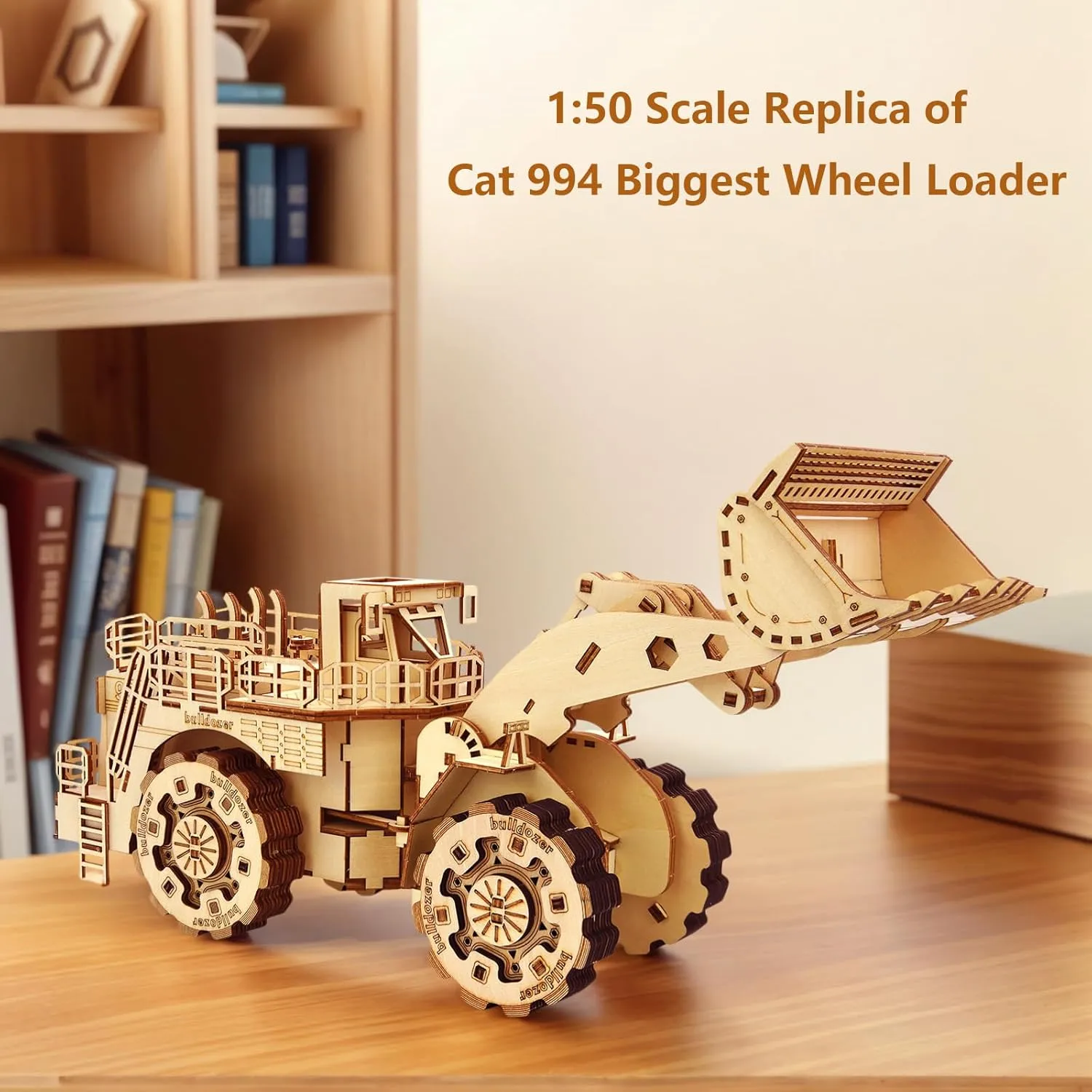 3D Wooden Puzzle for Adults, Bulldozer Model Kit Educational STEM Toy, Mechanical Engineering DIY Wooden Models, Unique Gift for Kids Birthday Christmas (Bulldozer LG)