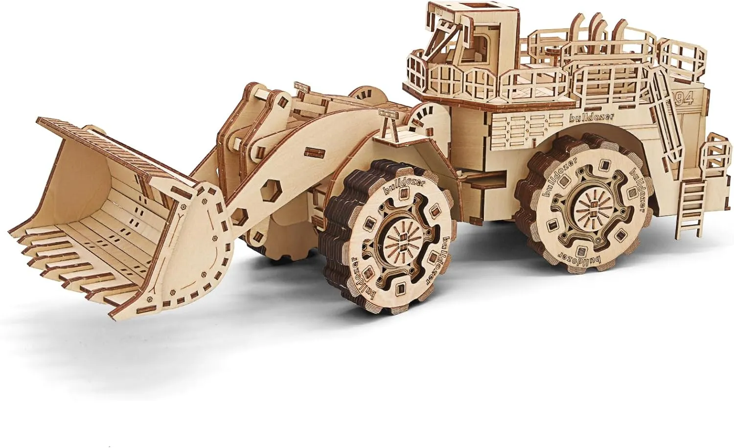 3D Wooden Puzzle for Adults, Bulldozer Model Kit Educational STEM Toy, Mechanical Engineering DIY Wooden Models, Unique Gift for Kids Birthday Christmas (Bulldozer LG)