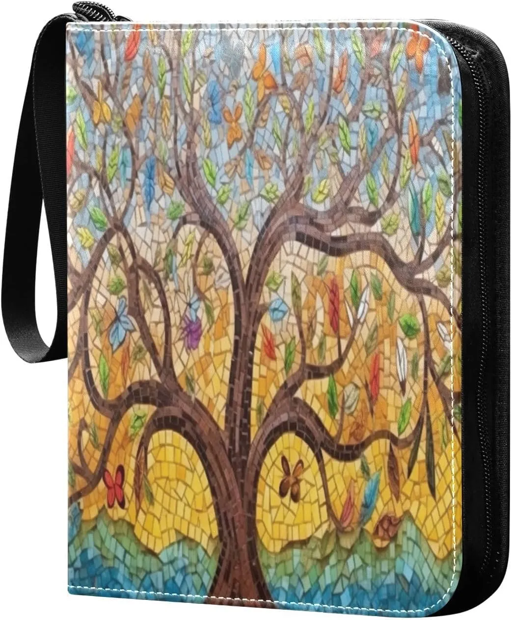 4 Pocket Card Binder with 50 Removable Sleeves Colorful Tree Trading Card Binder Collector Card Album for 400 Game Sports Cards