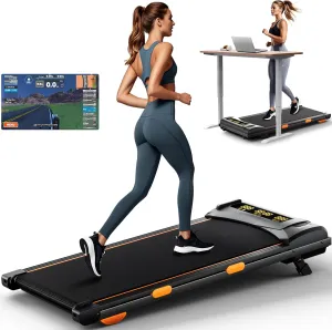 4.0/7.6MPH Walking Pad Treadmill with Folding Slope, Larger Screen Display Under Desk Treadmill 300 lb Capacity, Portable Treadmills for Small Spaces, Home,Work for Smart APP