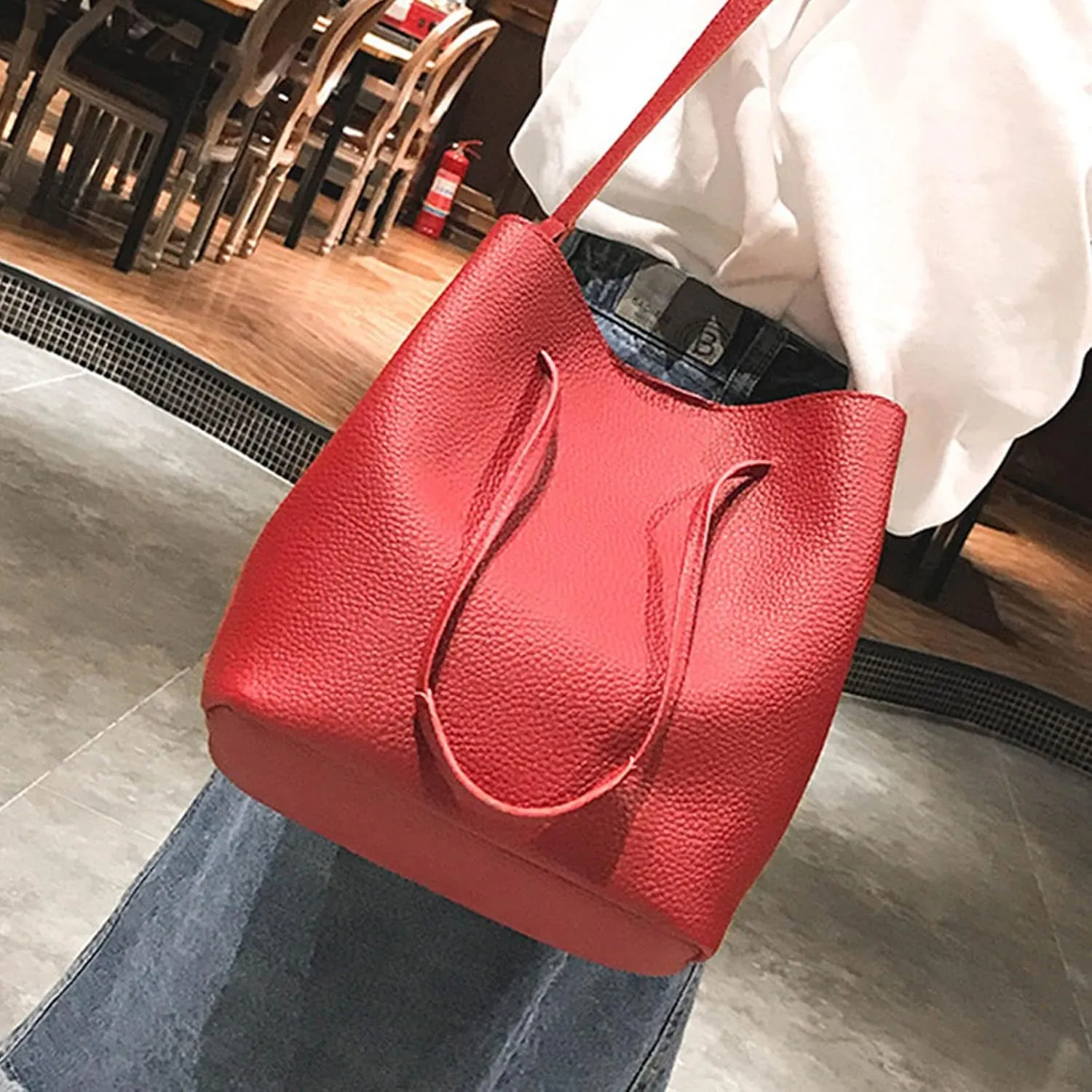 4Pcs/set Leather Women Handbag Shoulder Bag Card Holder Purse Satchel