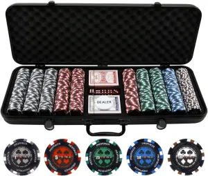 500 13.5g Pro Poker Clay Poker Chip Set - Casino Quality Clay Poker Chips with Denomination Numbers for Texas Holdem - New Upgraded Poker Chip Case