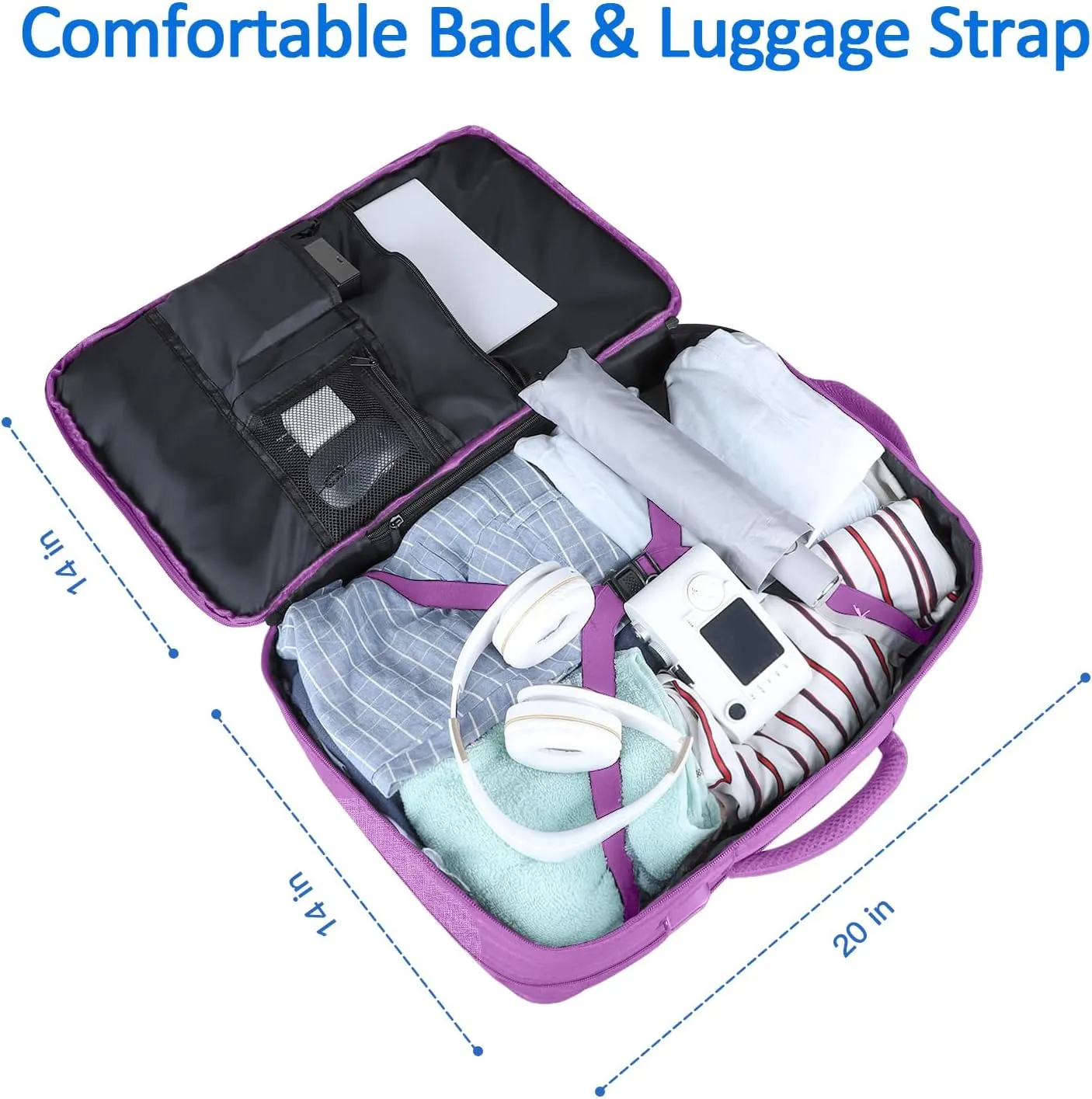 50L Carry On Backpack Airline Approved, Extra Large Laptop Backpack, Travel Backpack for Women, Expandable Water Resistant Big Bag Anti-Theft Business Daypack Fit 17 Inch Laptop with USB Port,Purple