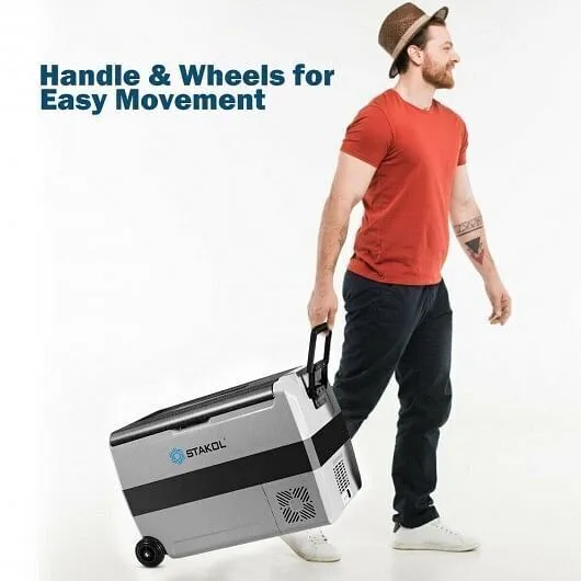 53 Quarts Portable Electric Car Cooler Refrigerator - Color: Black & Gray