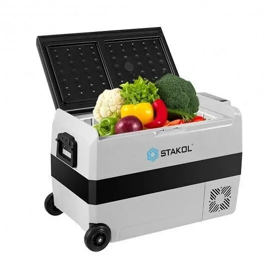 53 Quarts Portable Electric Car Cooler Refrigerator - Color: Black & Gray