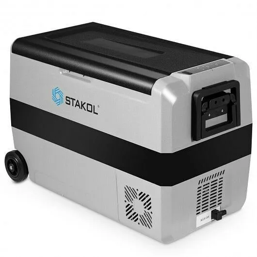 53 Quarts Portable Electric Car Cooler Refrigerator - Color: Black & Gray