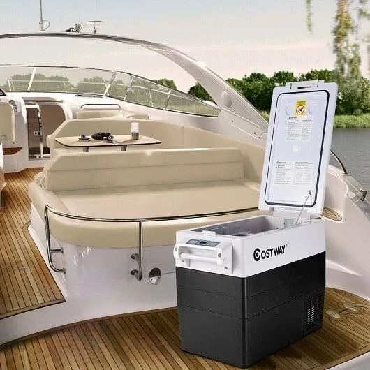 55 Quarts Portable Electric Car Refrigerator-Silver - Color: Silver