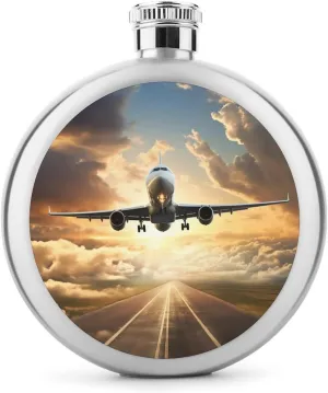 5oz Stainless Steel Flask Airplane Printed with UV Printing - Portable Liquor Flask for Whiskey, Vodka - Men & Women Gift for Travel, Father’s Day, Weddings