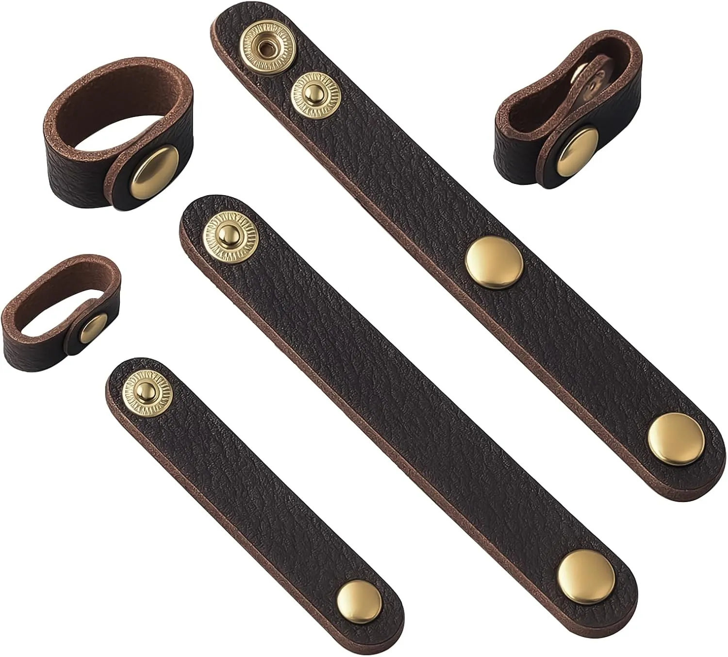 6 PU Leather Handbag Strap Shortener,Bag Protector for Handbag,with Brass Button Handle Wrap Cover for Handbags and Shoulder Bags (Black)