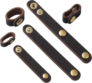 6 PU Leather Handbag Strap Shortener,Bag Protector for Handbag,with Brass Button Handle Wrap Cover for Handbags and Shoulder Bags (Black)