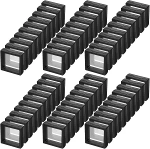 60 Pcs Coin Display Case Black 3D Floating Frame Display Holder Stands for Antique Challenge Coins, Jewelry, Shells, Gems, Minerals, Rocks, Specimen, Pins (2.8 x 2.8 x 0.8 Inch)