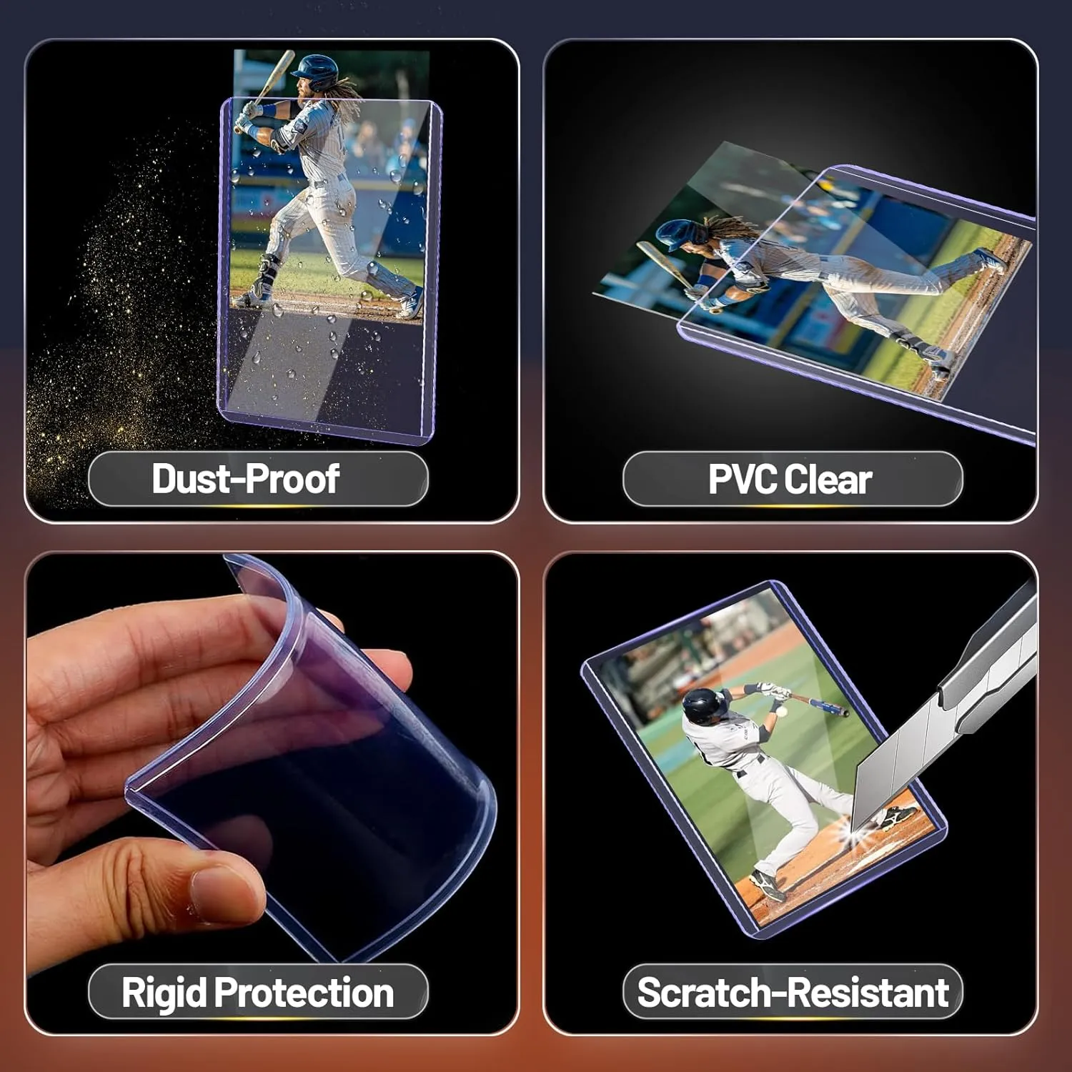 600 Toploaders for Cards & Penny Sleeve 35PT Hard Plastic Card Sleeves 3x4 Baseball Card Protector Holders for TCG Sports Football Collectible Trading Cards