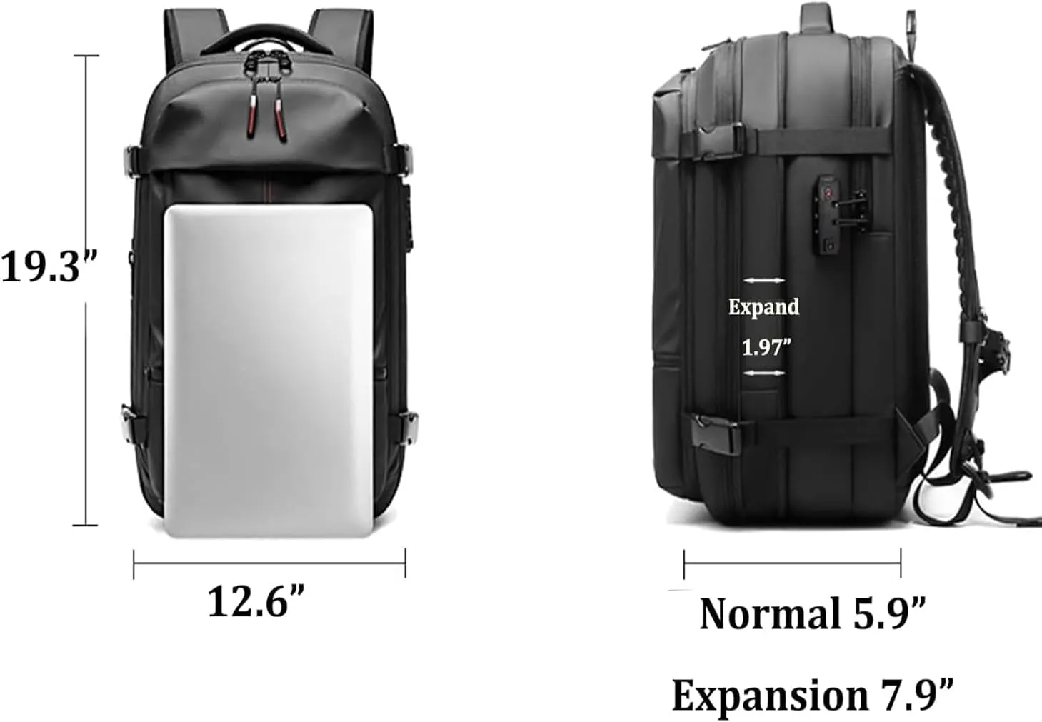 60L Man Waterproof Travel Backpack Vacuum Compression With Air Pump Anti Theft Laptop Bag Expandable Casual Large Back Pack