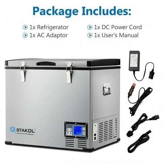 63-Quart Portable Compressor Camping Electric Car Cooler - Color: Gray