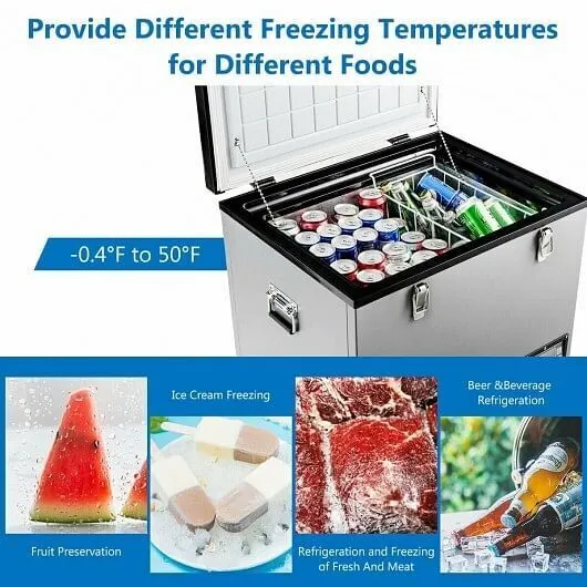 63-Quart Portable Compressor Camping Electric Car Cooler - Color: Gray