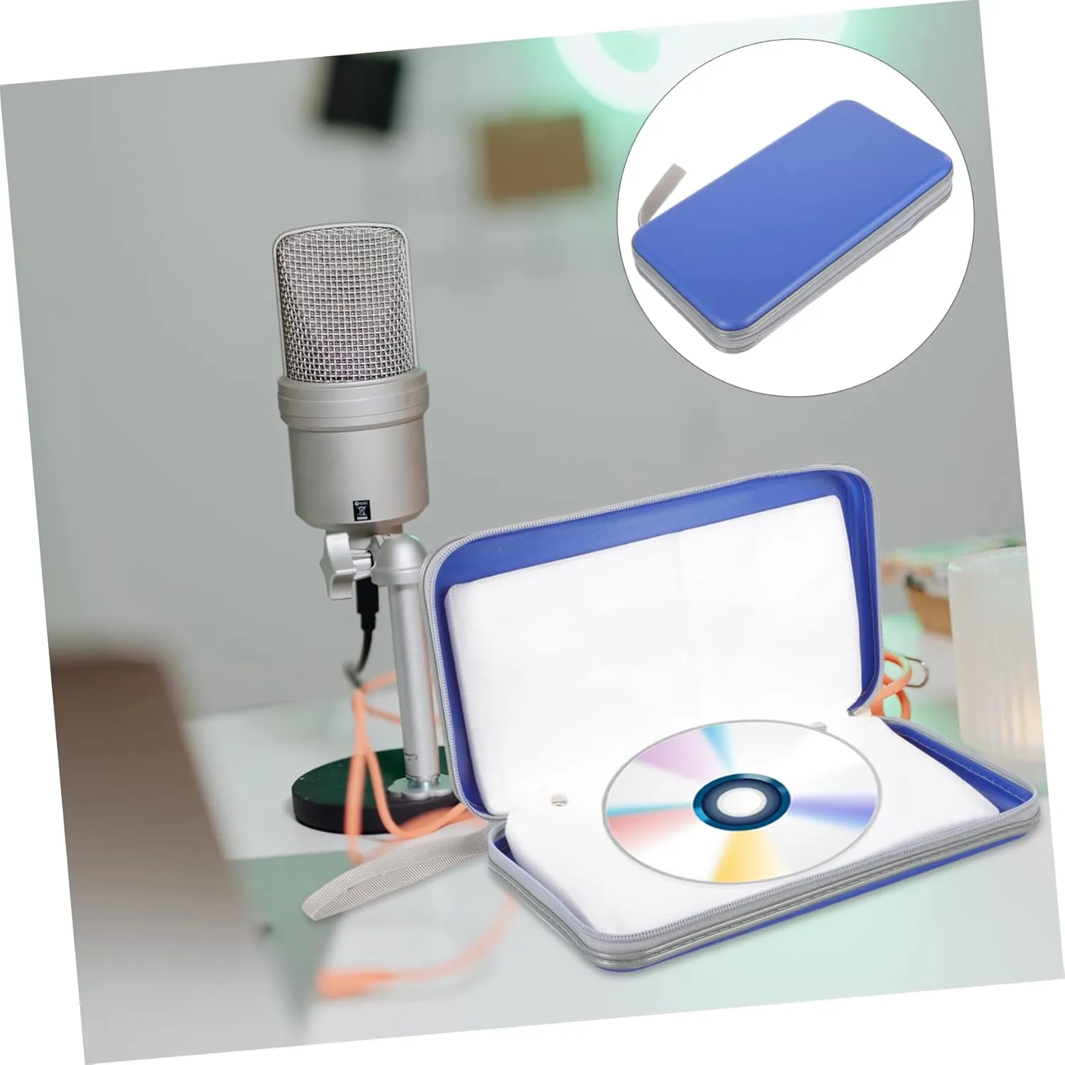 80 Portable Disc Organizer Case Holder Record Case Cases Storage Small Case Zipper Case Travel Case Pouch Organizer Case Plastic Blue