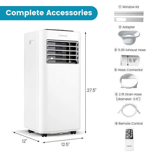 8000 BTU Portable Air Conditioner with Fan Dehumidifier Sleep Mode - Color: Whit