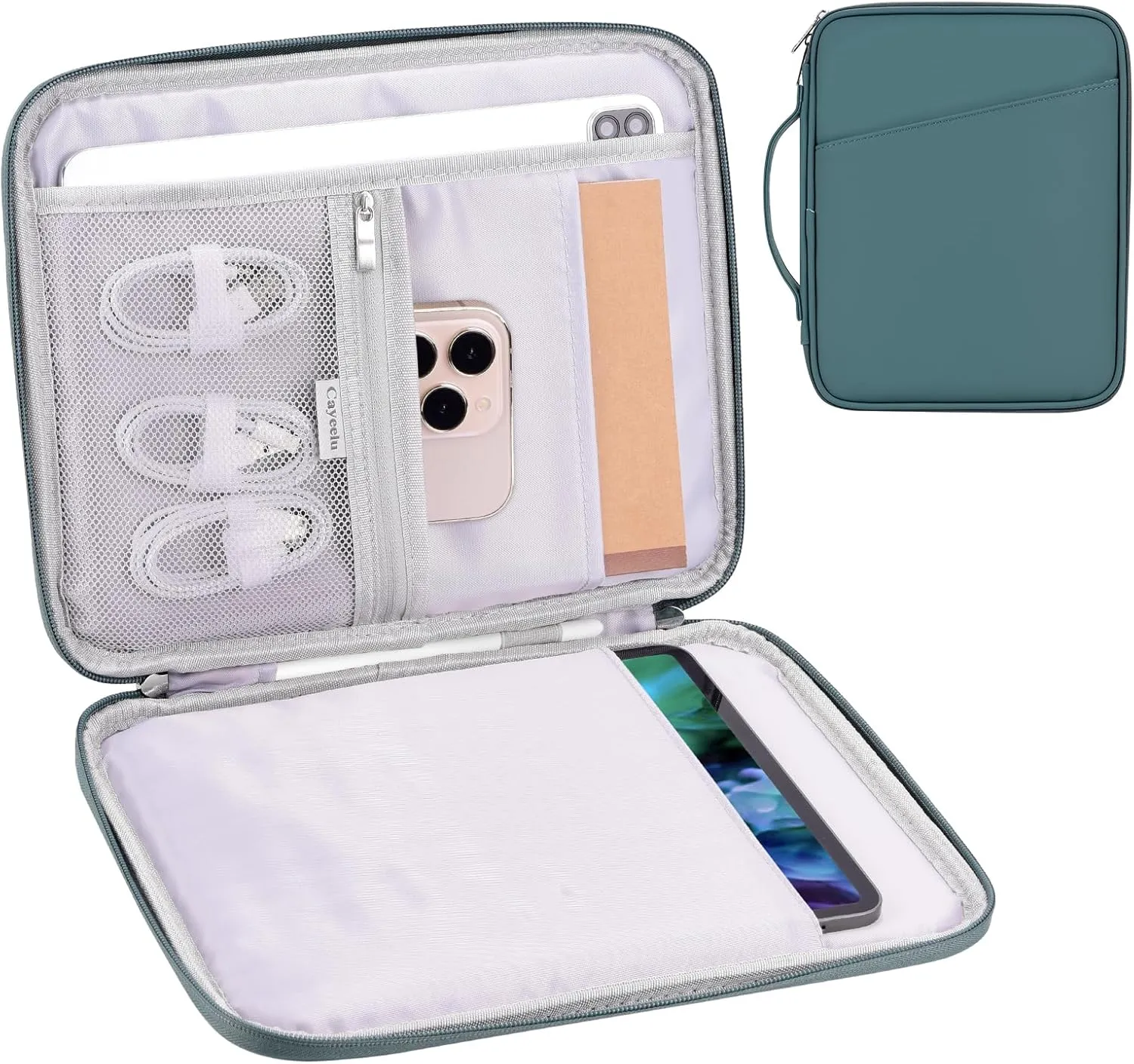 9-11 Inch Tablet Carrying Case, Padded Travel Sleeve Bag for iPad Pro 11-in (M4), iPad 10.9 (10th Gen), iPad Air 11-in (M2), Galaxy Tab S9/S8 (PU-Teal Blue11)