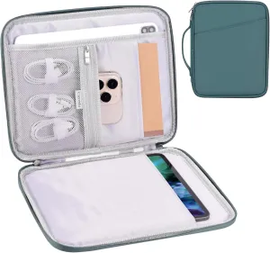 9-11 Inch Tablet Carrying Case, Padded Travel Sleeve Bag for iPad Pro 11-in (M4), iPad 10.9 (10th Gen), iPad Air 11-in (M2), Galaxy Tab S9/S8 (PU-Teal Blue11)
