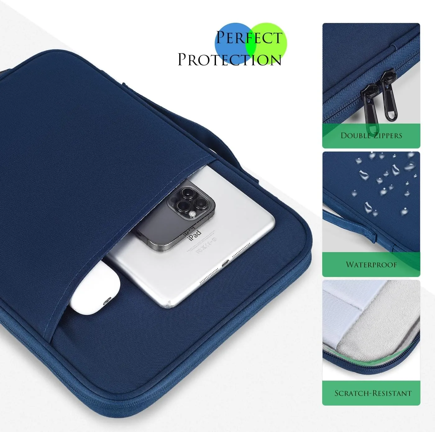 9-11 Inch Tablet Carrying Sleeve Case for Amazon Fire Max 11 2023/10.1" Fire HD 10 Plus Kids Pro,iPad 11th/Pro M4/Air M3 M2 11"/Samsung Galaxy Tab S8 S7 A8 11" 10.5" Protective Bag with Handle(Blue)